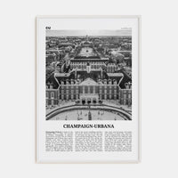 Champaign-Urbana Poster White Wood / 8x12 in Nbourhood Travel B&W Poster