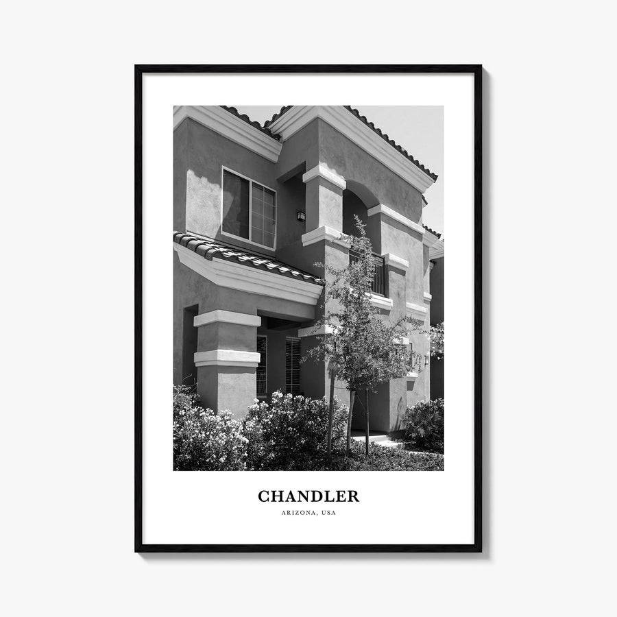 Chandler black & white classic poster of Arizona, USA – vertical wall art, unframed print shown in interior mockup
