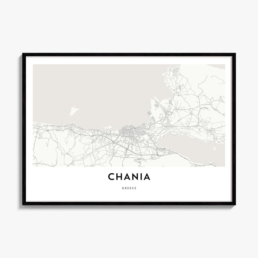 Chania Map Poster, framed poster mockup