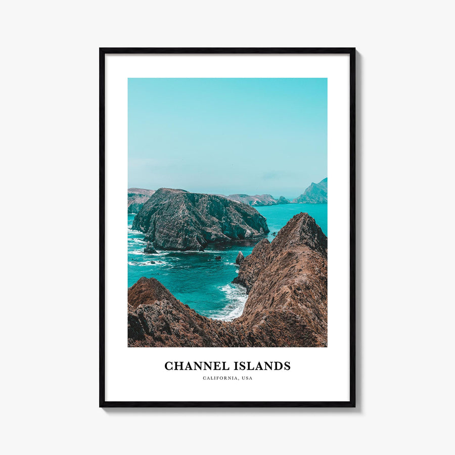 Channel Islands, California colorful classic poster of California, USA – vertical wall art, unframed print shown in interior 
