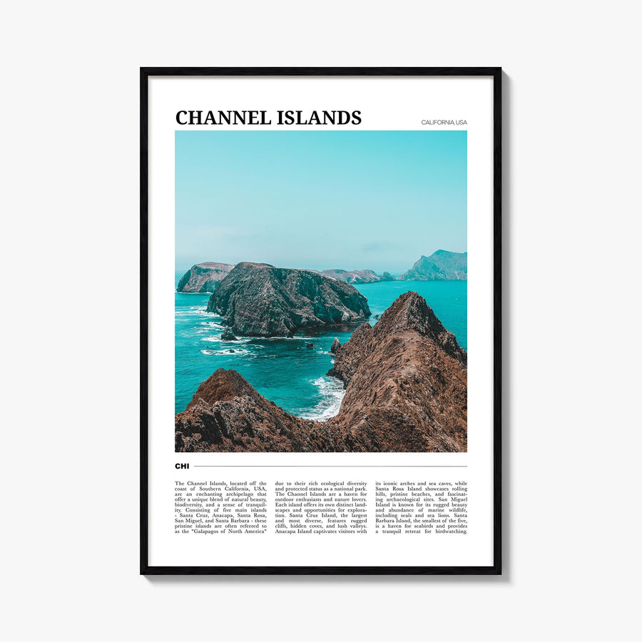 Channel Islands, California colorful travel poster of California, USA – vertical wall art, unframed print shown in interior m