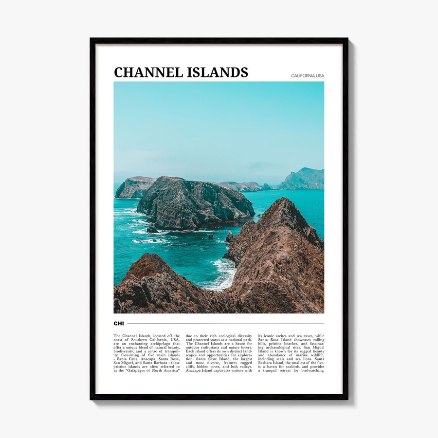 Channel Islands, California Travel Poster, framed poster mockup