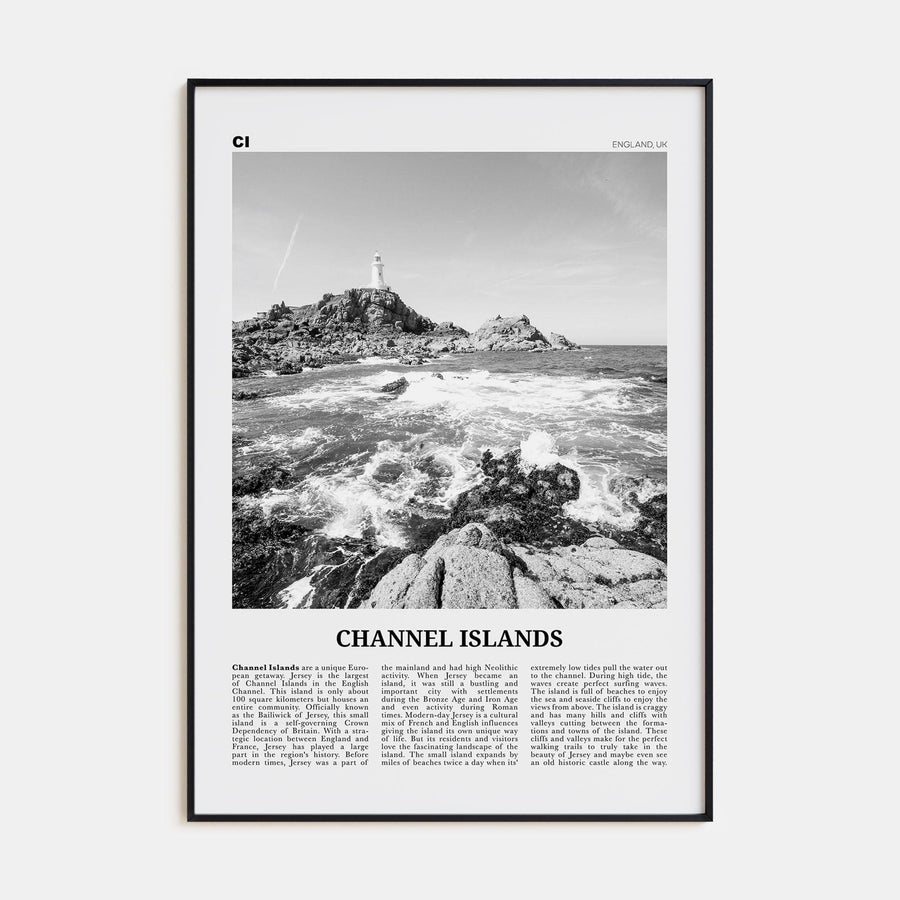 Channel Islands, England No 2 Poster None / 8x12 in Nbourhood Travel B&W Poster