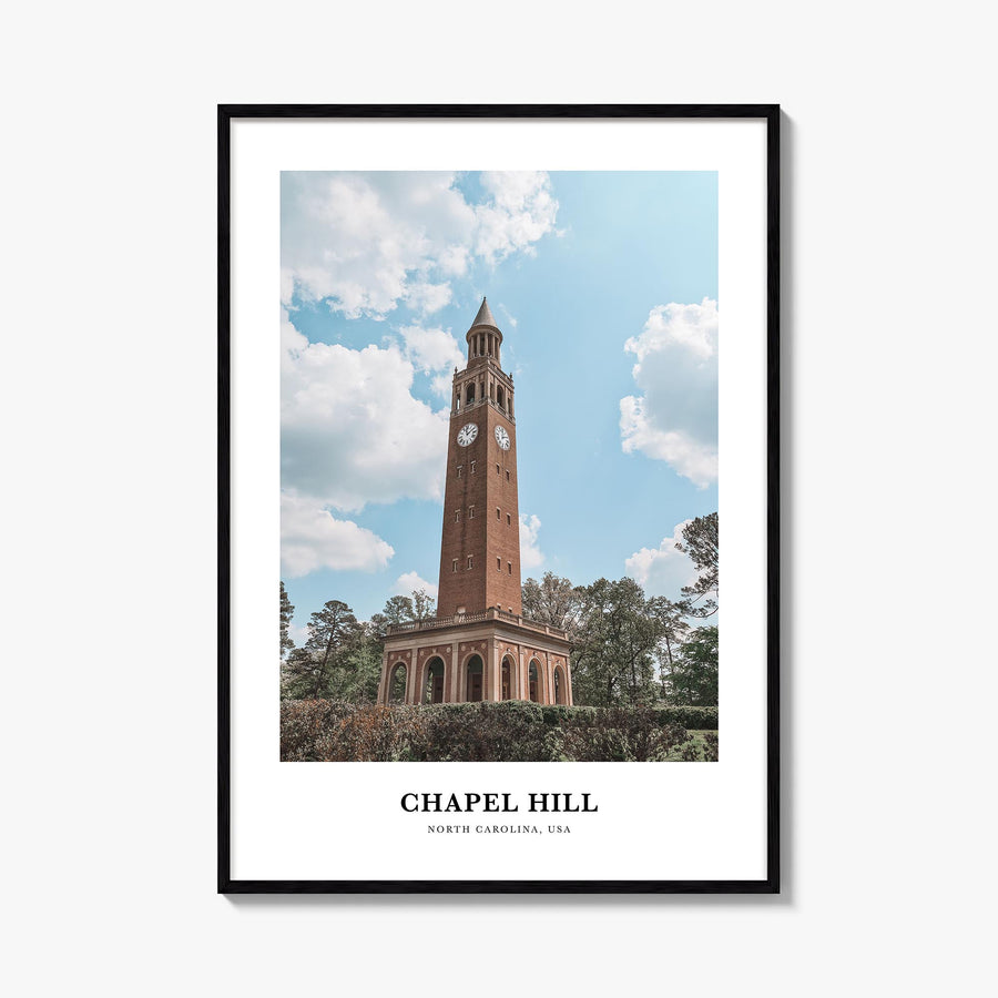 Chapel Hill colorful classic poster of North Carolina, USA – vertical wall art, unframed print shown in interior mockup