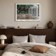Chapel Hill colorful photo poster of North Carolina, USA – horizontal wall art in white wood frame with white border, hanging