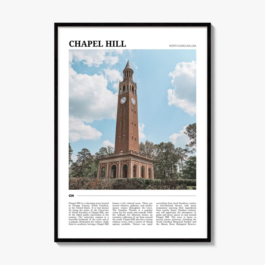 Chapel Hill Travel Poster, framed poster mockup