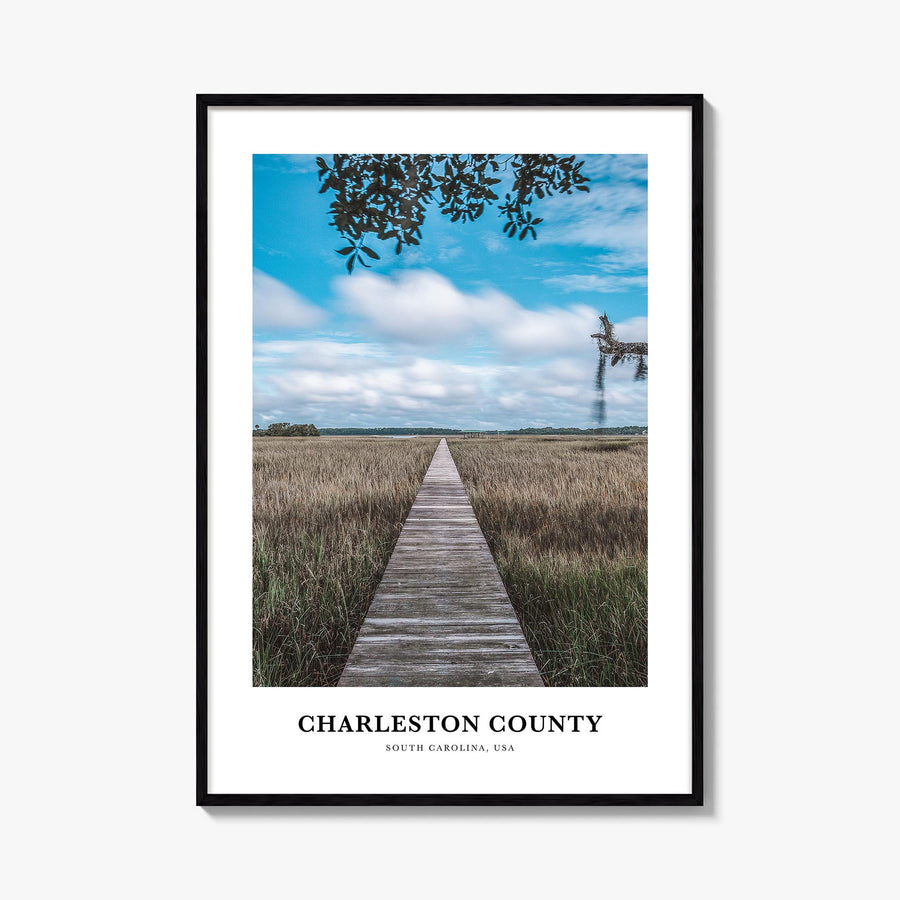 Charleston County colorful classic poster of South Carolina, USA – vertical wall art, unframed print shown in interior mockup