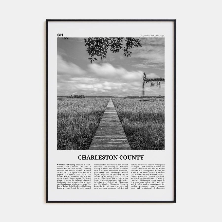 Charleston County Poster None / 8x12 in Nbourhood Travel B&W Poster