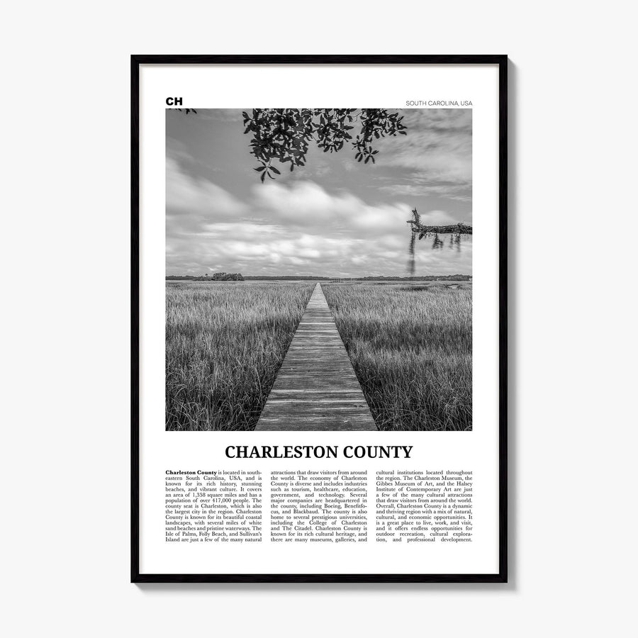 Charleston County Newspaper Poster, framed poster mockup