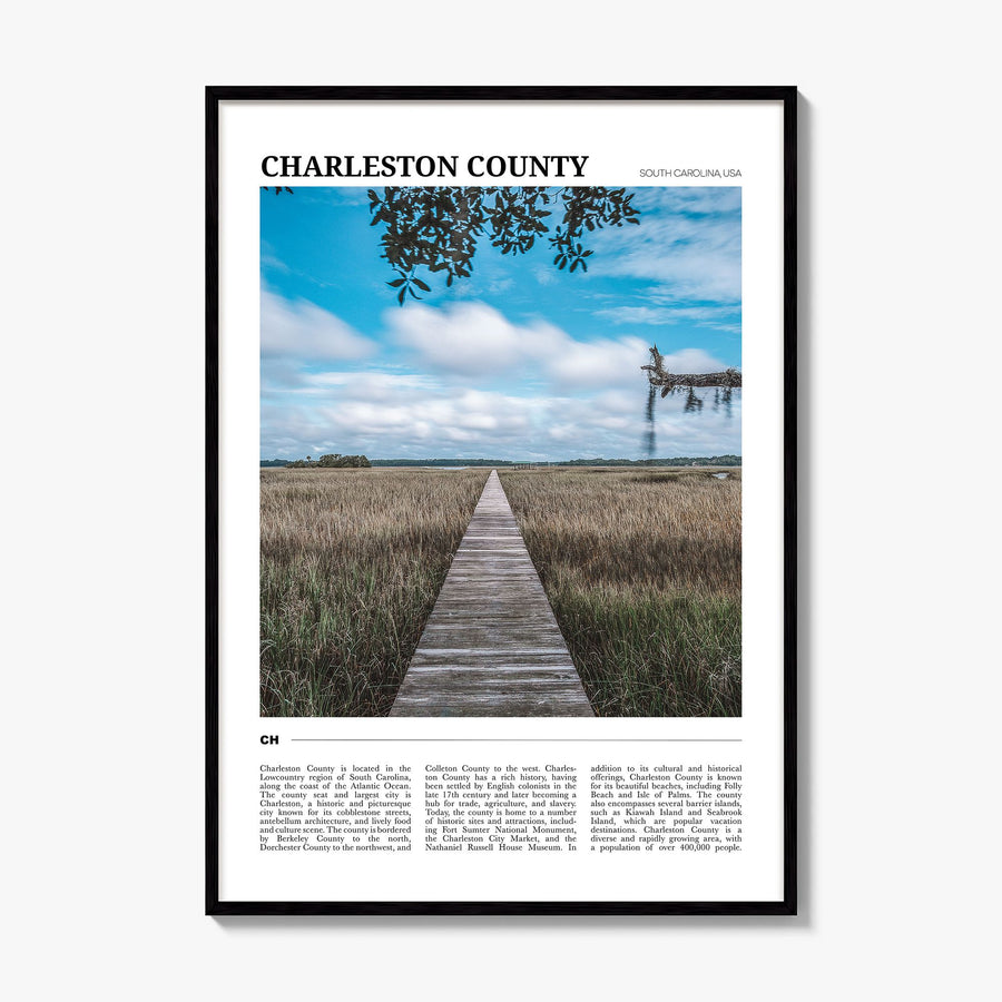 Charleston County Travel Poster, framed poster mockup