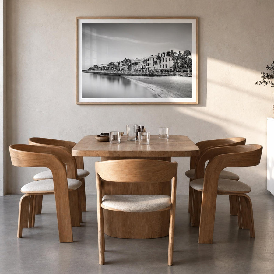 Charleston, South Carolina black & white photo poster of South Carolina, USA – horizontal wall art in natural wood frame with