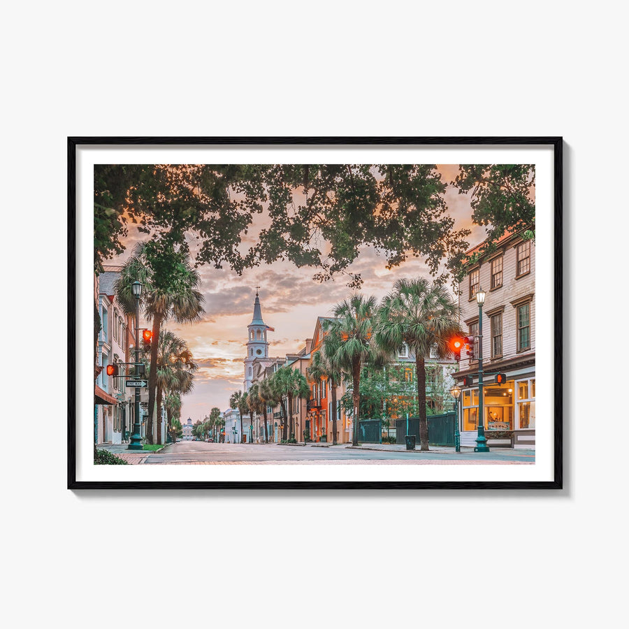 Charleston, South Carolina colorful photo poster of South Carolina, USA – horizontal wall art, unframed print shown in interi