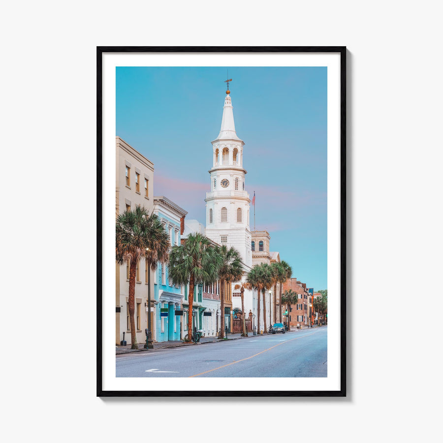 Charleston, South Carolina colorful photo poster of South Carolina, USA – vertical wall art, unframed print shown in interior