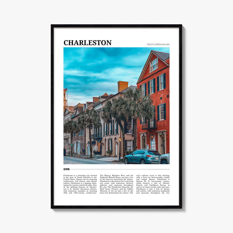 Charleston, South Carolina no. 1 colorful travel poster of South Carolina, USA – vertical wall art, unframed print shown in i