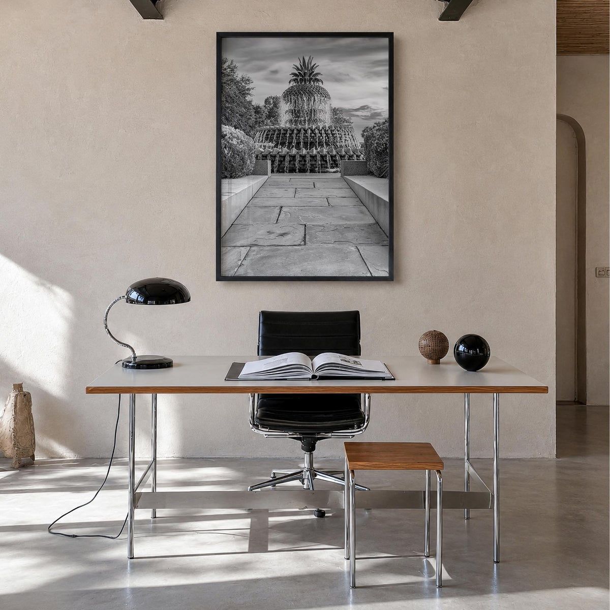 Charleston, South Carolina no. 2 black & white photo poster of South Carolina, USA – vertical wall art in black wood frame, h