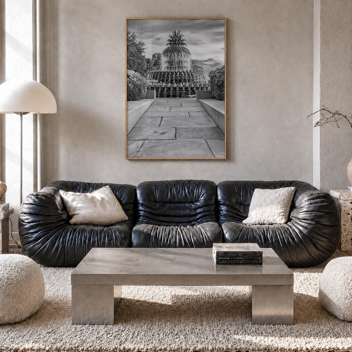 Charleston, South Carolina no. 2 black & white photo poster of South Carolina, USA – vertical wall art in natural wood frame,