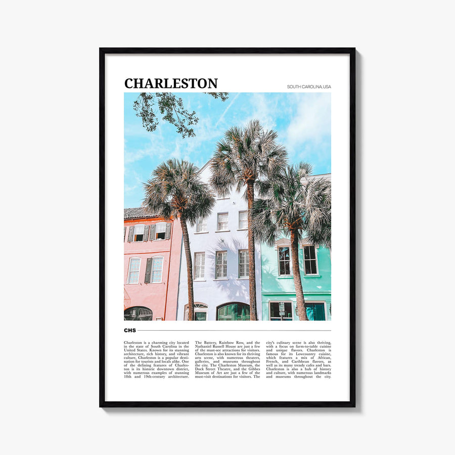 Charleston, South Carolina no. 2 colorful travel poster of South Carolina, USA – vertical wall art, unframed print shown in i