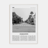 Charleston, South Carolina No 2 Poster White Wood / 8x12 in Nbourhood Travel B&W Poster