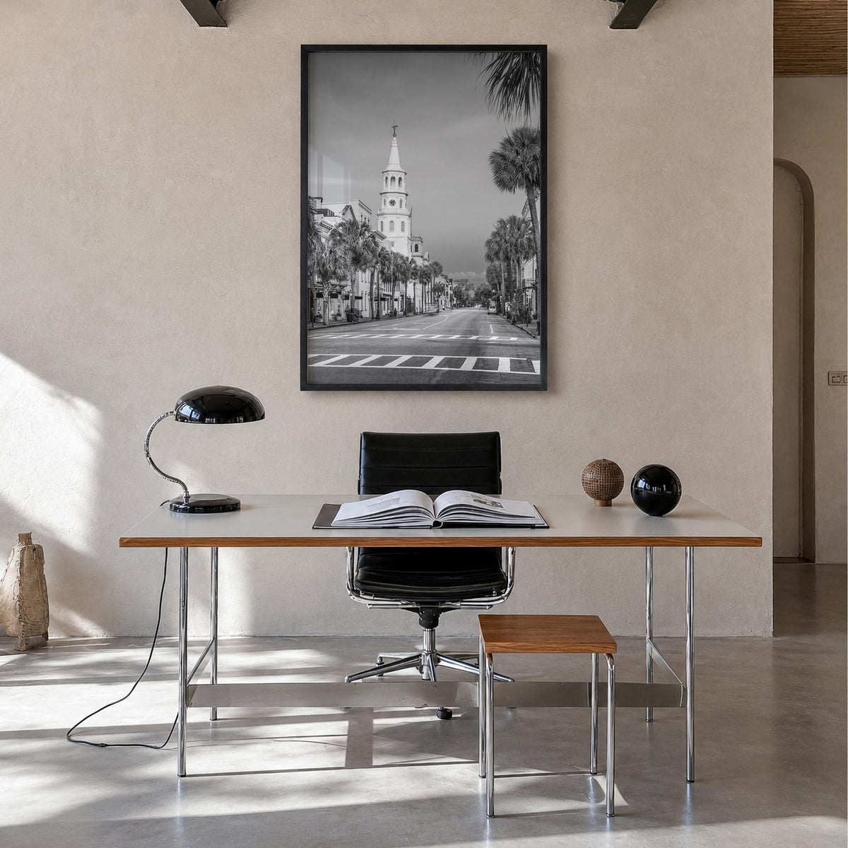Charleston, South Carolina no. 3 black & white photo poster of South Carolina, USA – vertical wall art in black wood frame, h