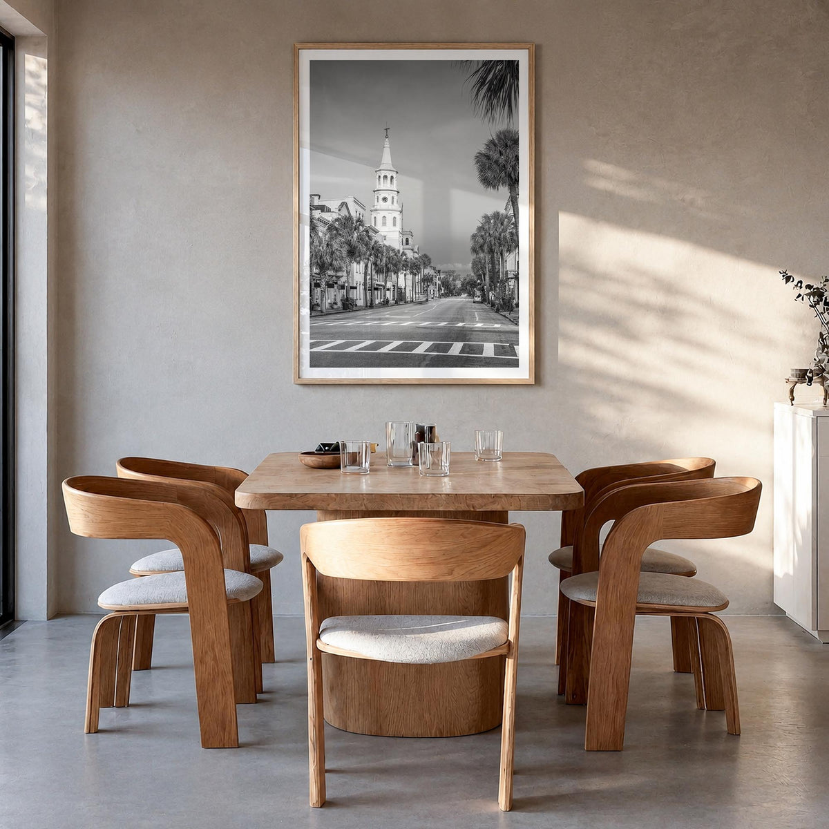 Charleston, South Carolina no. 3 black & white photo poster of South Carolina, USA – vertical wall art in natural wood frame 