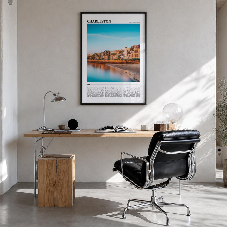 Charleston, South Carolina no. 3 colorful travel poster of South Carolina, USA – vertical wall art in black wood frame, hangi