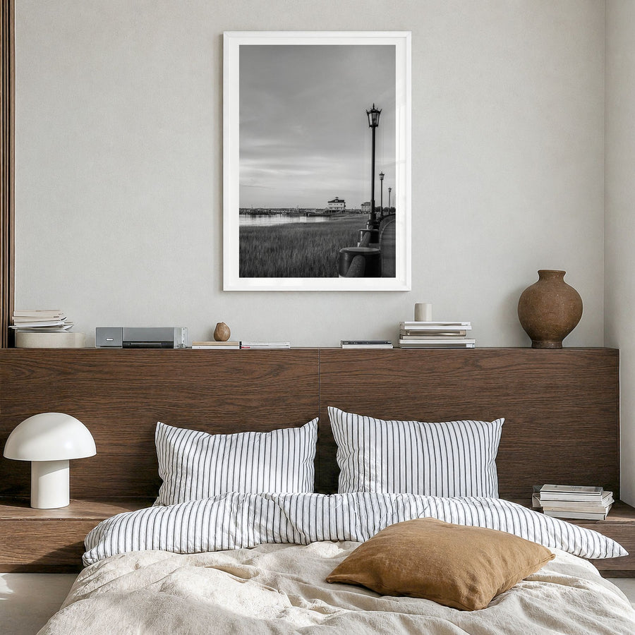 Charleston, South Carolina Photo No 1 Poster in a white wood frame, hanging in a bedroom, white border