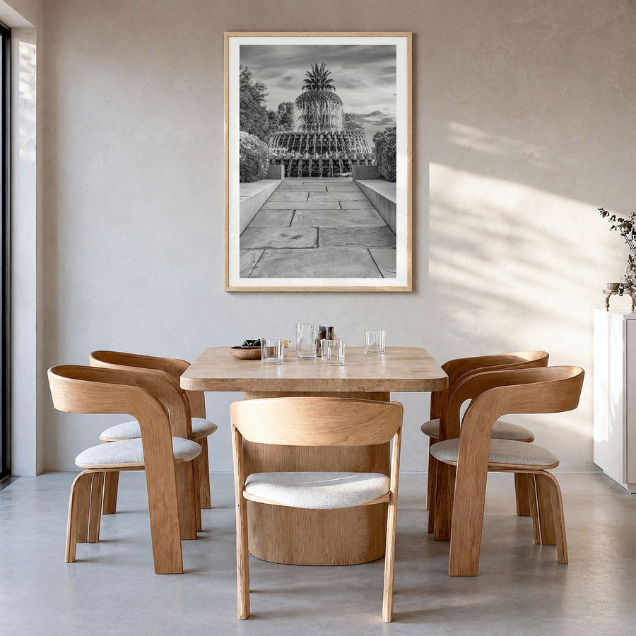 Charleston, South Carolina Photo No 2 Poster in a natural wood frame, hanging in a dining room, white border
