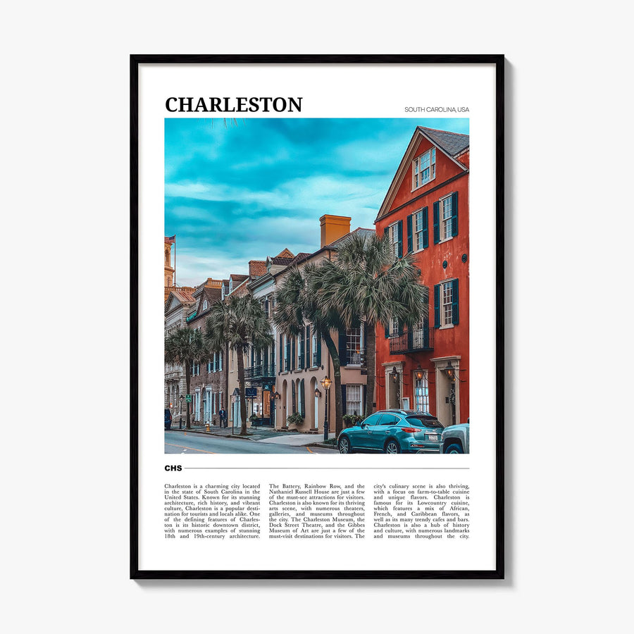 Charleston, South Carolina Travel No 1 Poster, framed poster mockup