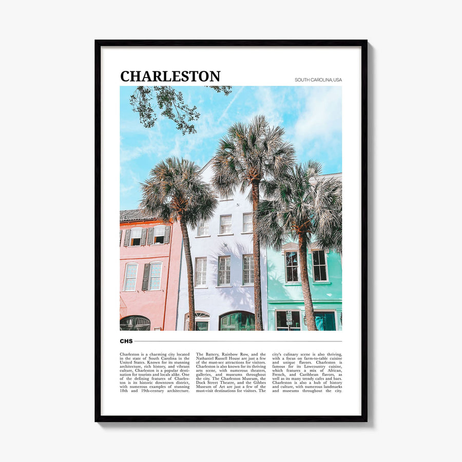 Charleston, South Carolina Travel No 2 Poster, framed poster mockup