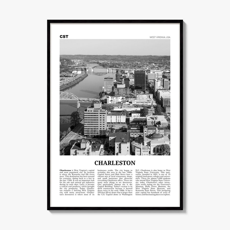 Charleston, West Virginia Newspaper Poster, framed poster mockup