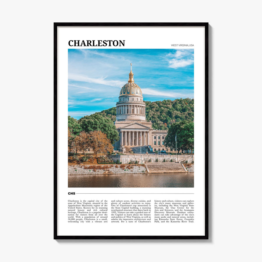Charleston, West Virginia Travel Poster, framed poster mockup
