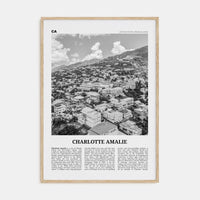 Charlotte Amalie Poster Natural Wood / 8x12 in Nbourhood Travel B&W Poster