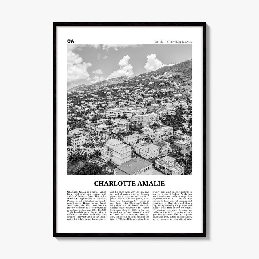 Charlotte Amalie Newspaper Poster, framed poster mockup