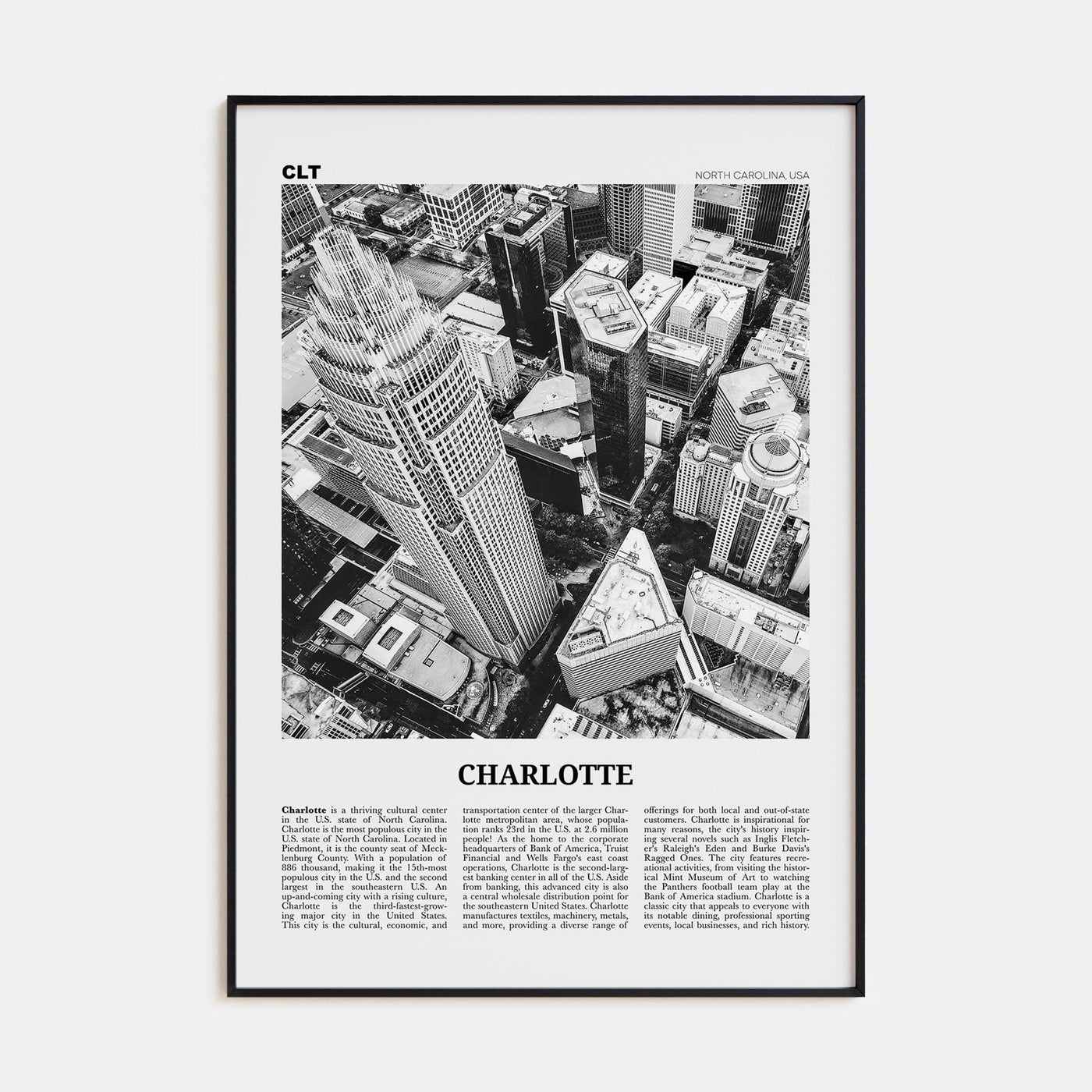 Charlotte No 1 Poster None / 8x12 in Nbourhood Travel B&W Poster