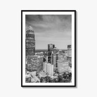 Charlotte no. 2 black & white photo poster of North Carolina, USA – vertical wall art, unframed print shown in interior mocku