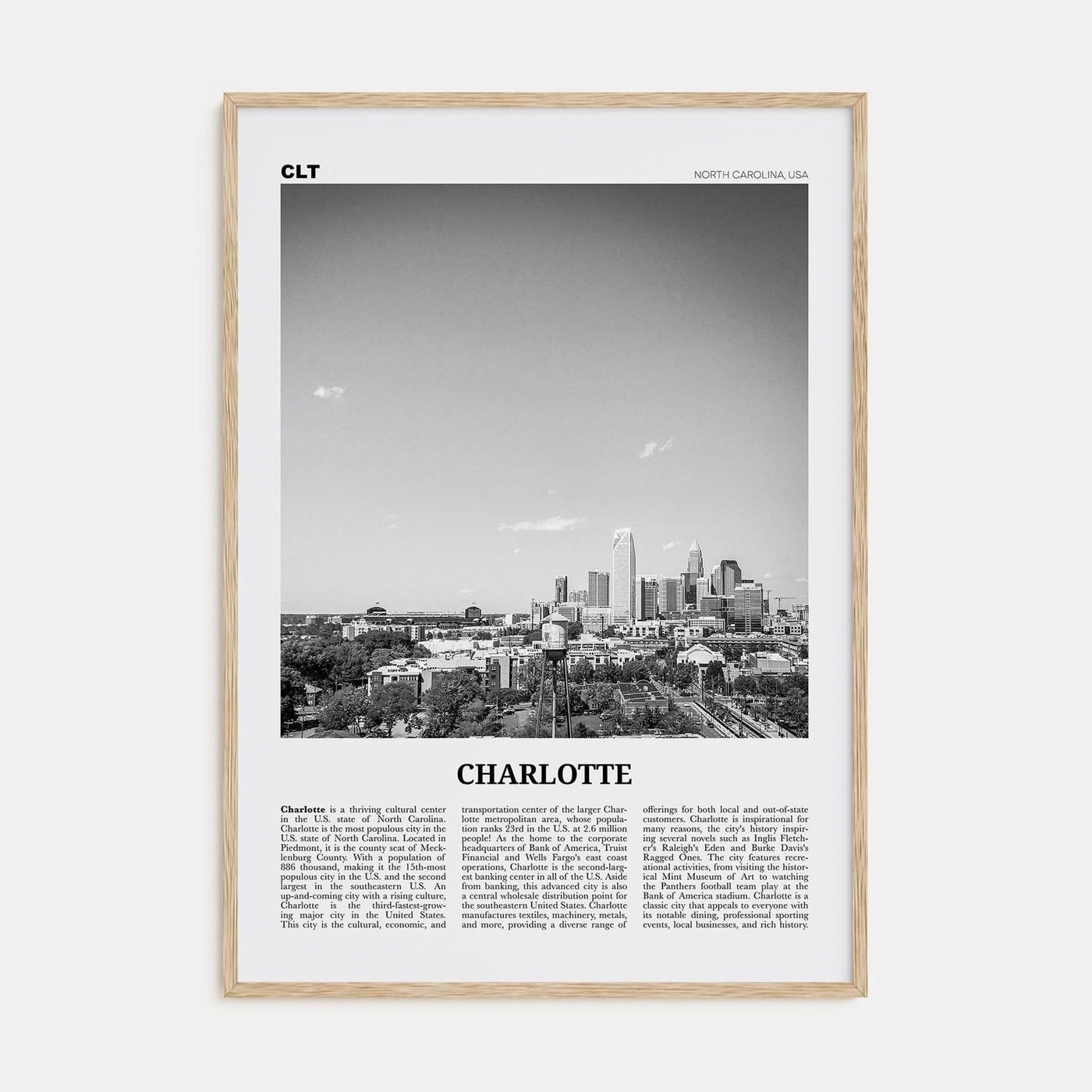 Charlotte No 2 Poster Natural Wood / 8x12 in Nbourhood Travel B&W Poster