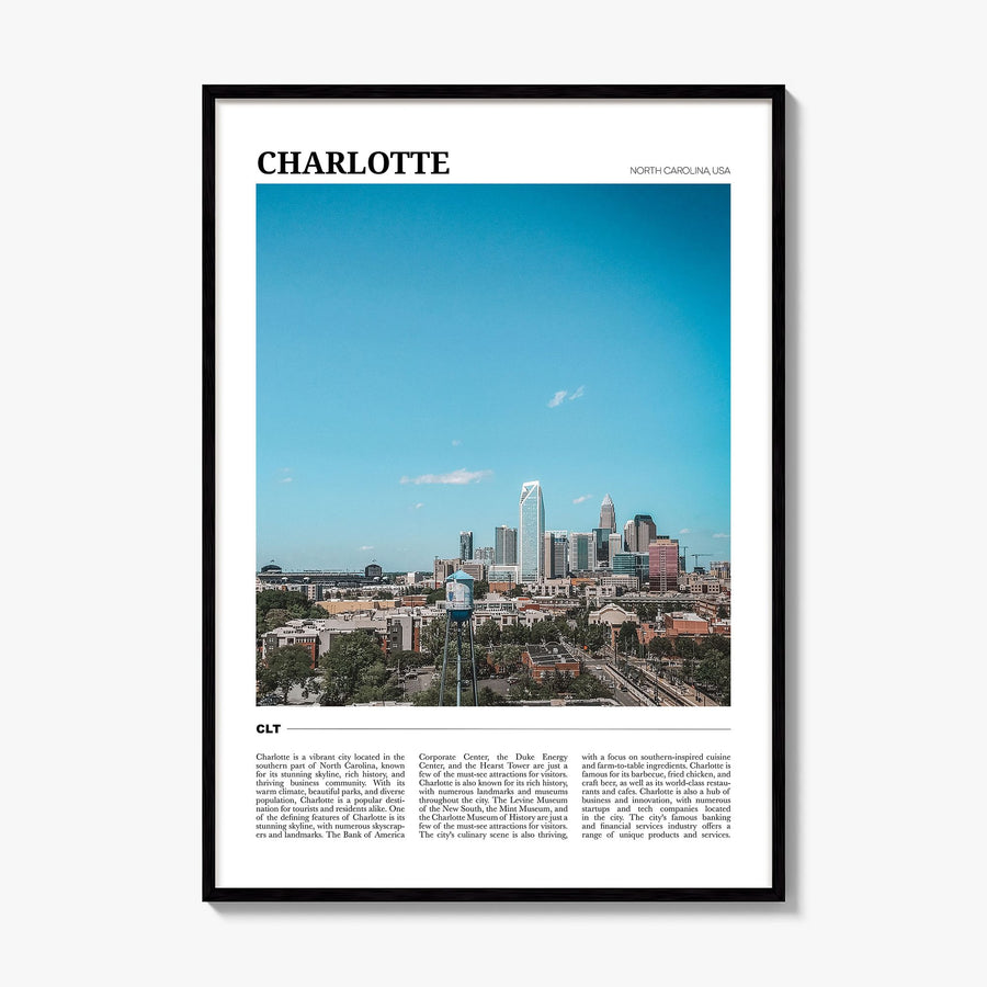 Charlotte Travel No 1 Poster, framed poster mockup