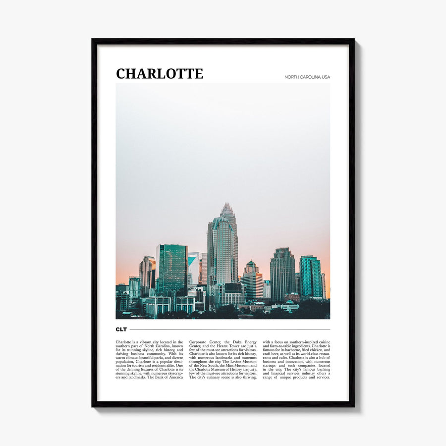 Charlotte Travel No 2 Poster, framed poster mockup