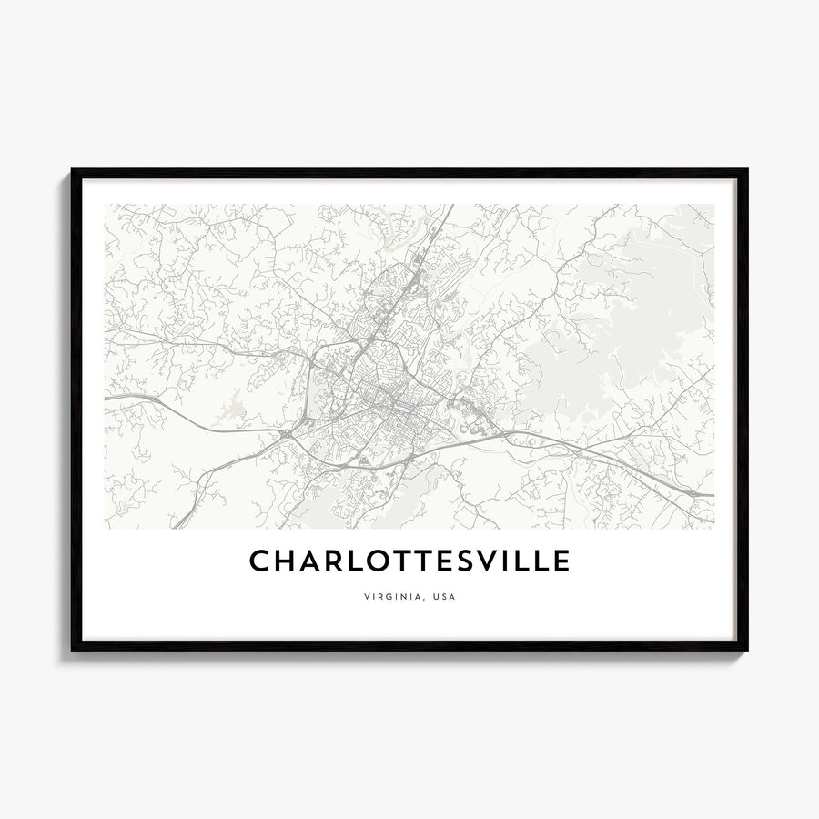 Charlottesville Map Poster, framed poster mockup