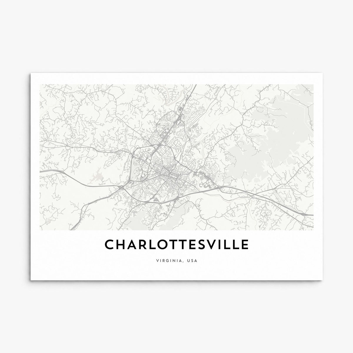Charlottesville Map Poster, print only (unframed)