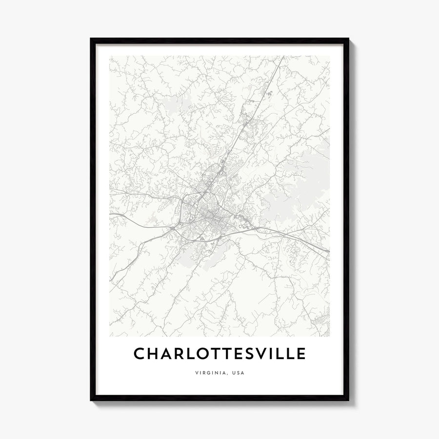 Charlottesville Map Poster, framed poster mockup