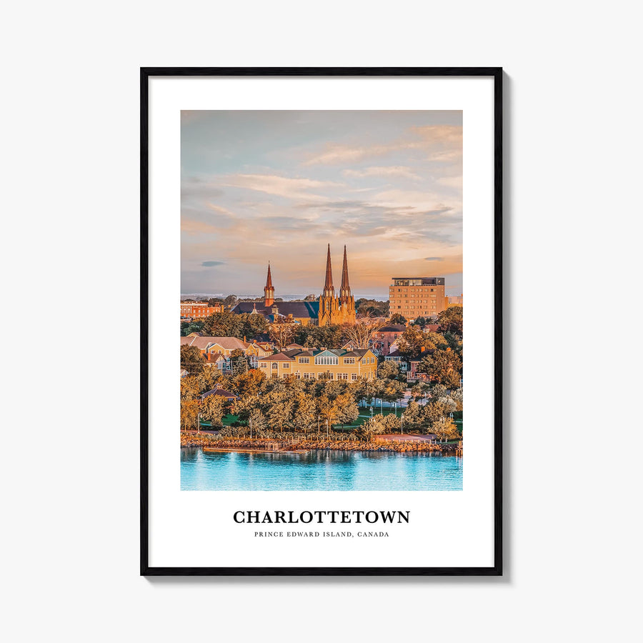 Charlottetown colorful classic poster of Canada – vertical wall art, unframed print shown in interior mockup