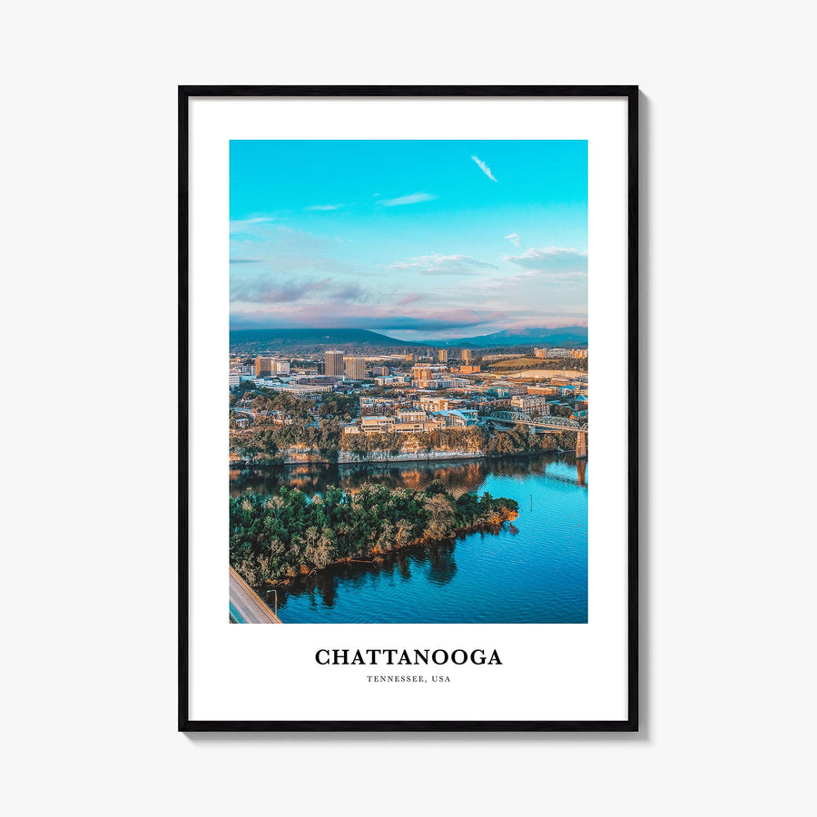 Chattanooga colorful classic poster of Tennessee, USA – vertical wall art, unframed print shown in interior mockup