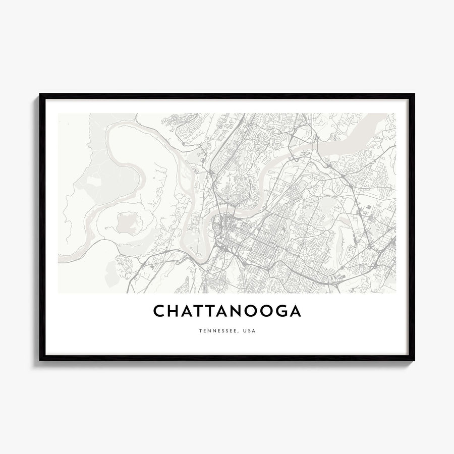 Chattanooga Map Poster, framed poster mockup