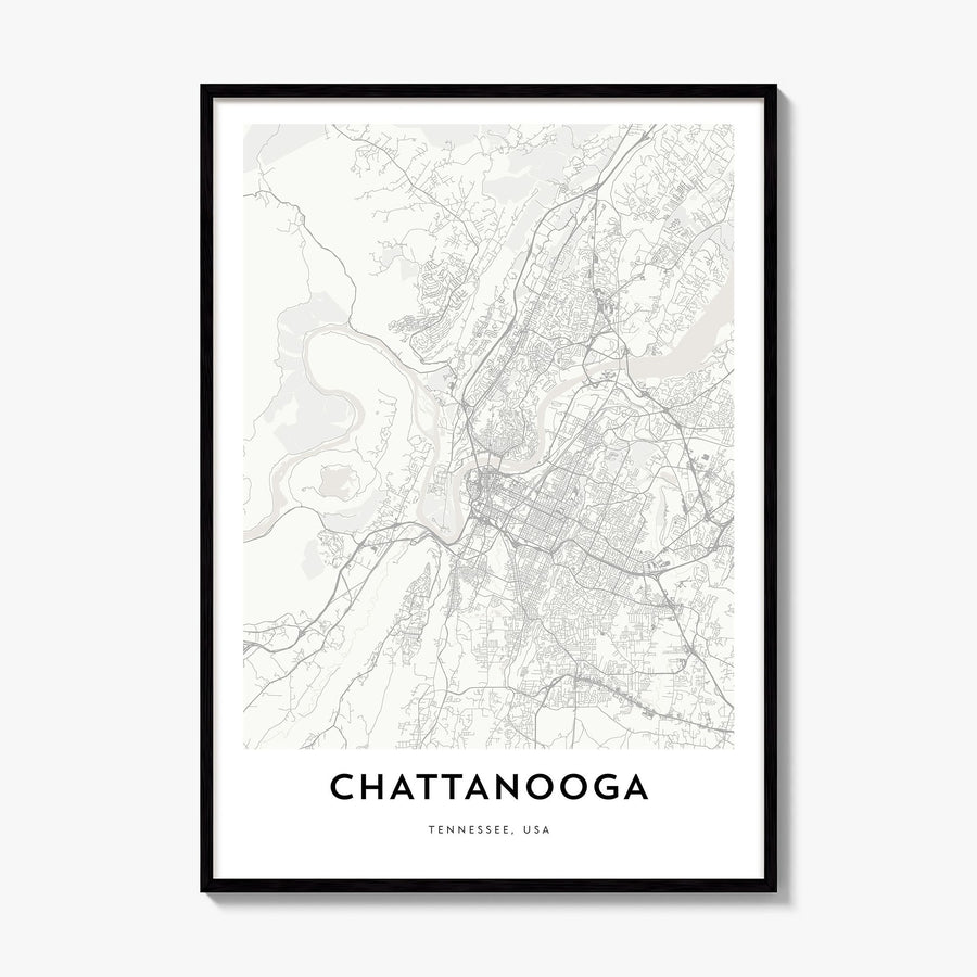 Chattanooga Map Poster, framed poster mockup