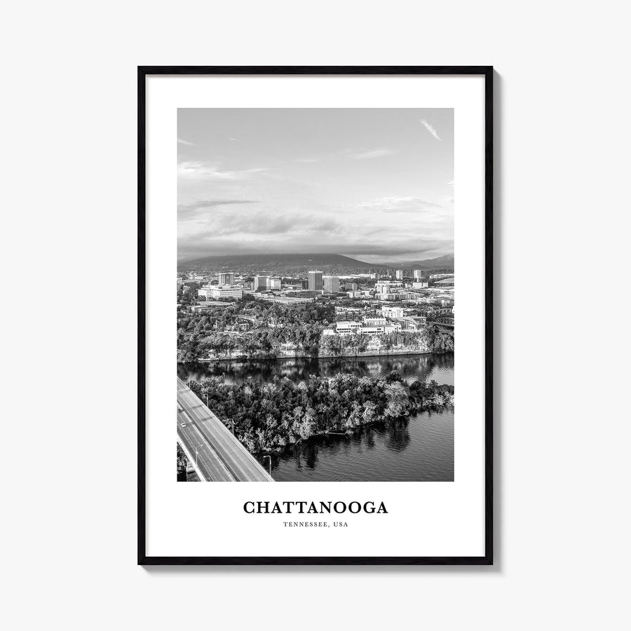 Chattanooga no. 2 black & white classic poster of Tennessee, USA – vertical wall art, unframed print shown in interior mockup