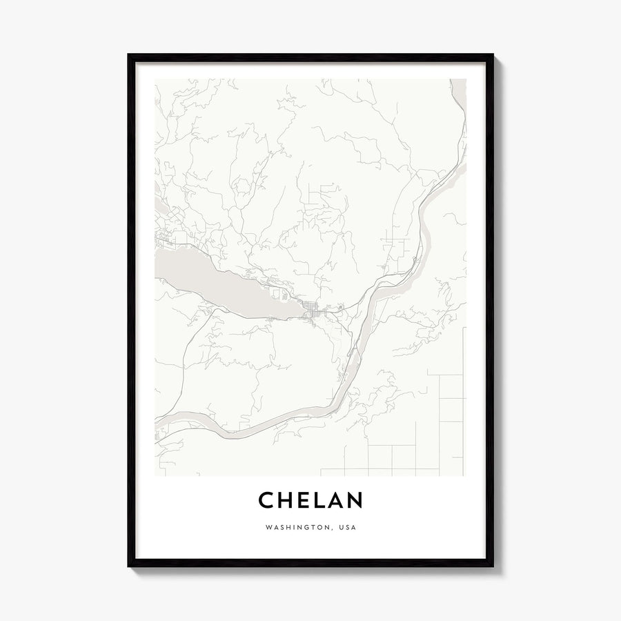 Lake Chelan Map Poster, framed poster mockup