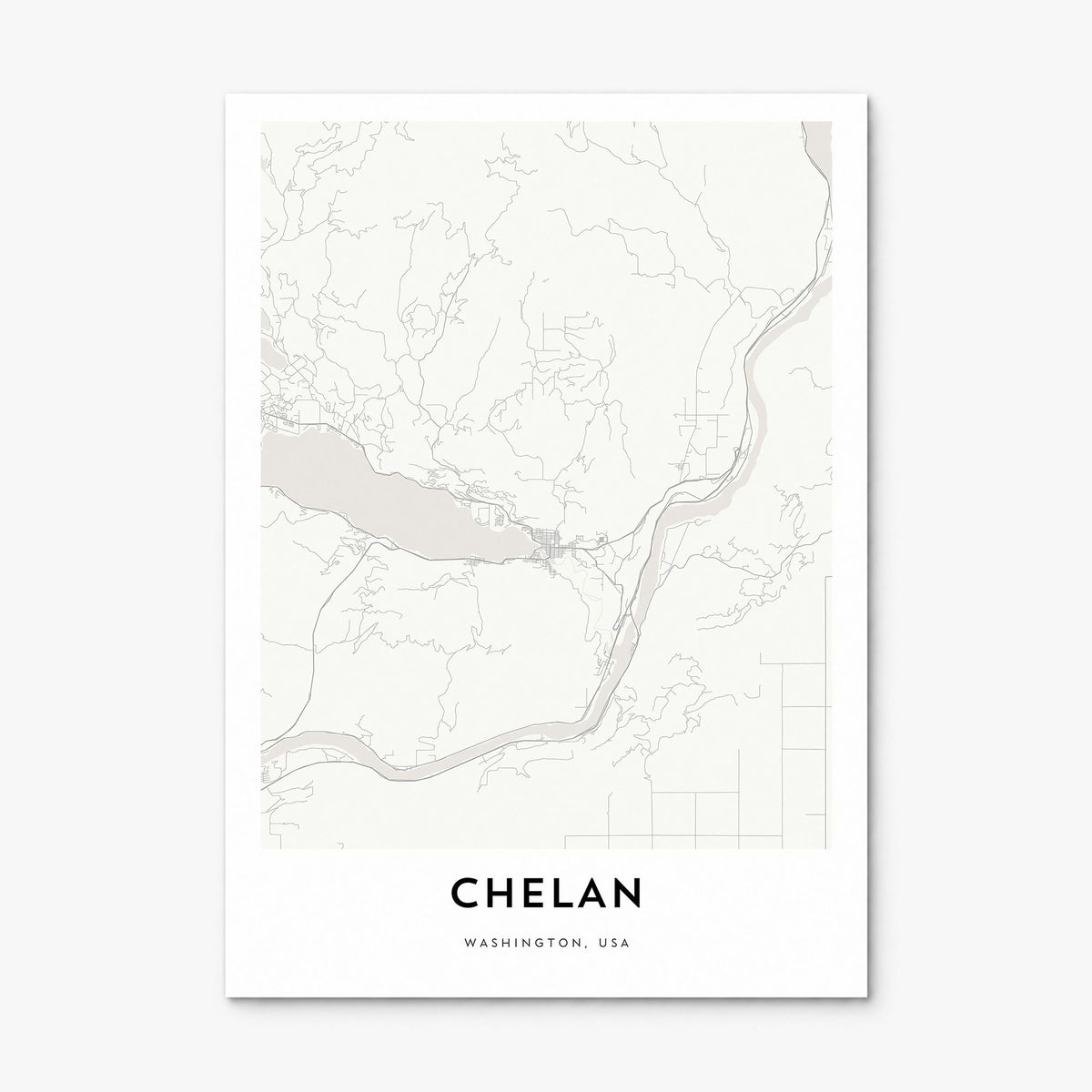 Lake Chelan Map Poster, print only (unframed)