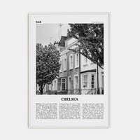 Chelsea, London Poster White Wood / 8x12 in Nbourhood Travel B&W Poster