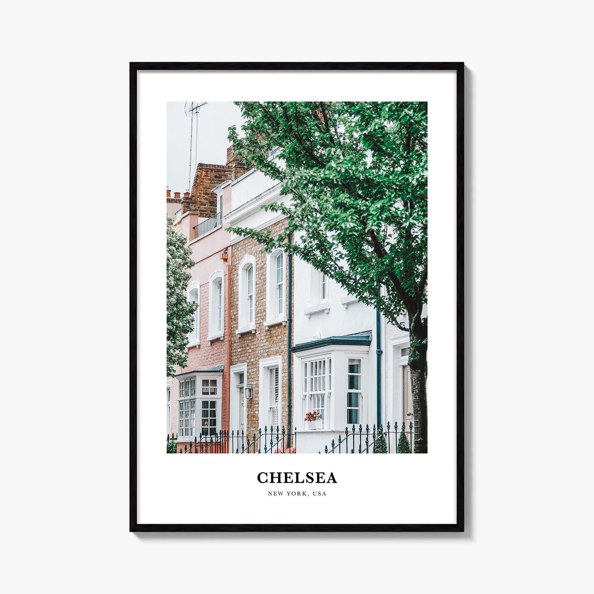 Chelsea, New York colorful classic poster of New York, USA – vertical wall art, unframed print shown in interior mockup